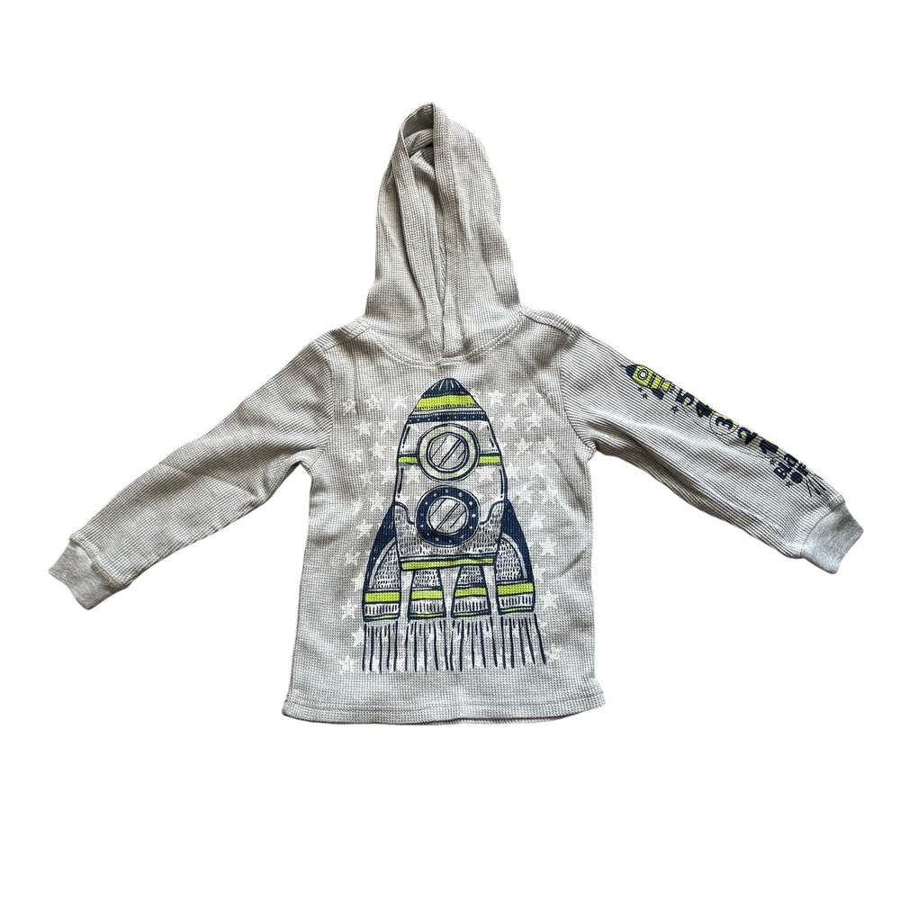 Kids Headquarters Boys Hoodie Size 5 Gray Rocket Ship Blast Off‎ Long Sleeve